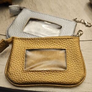 Gold and Silver Textured Women's Coin Purse Set